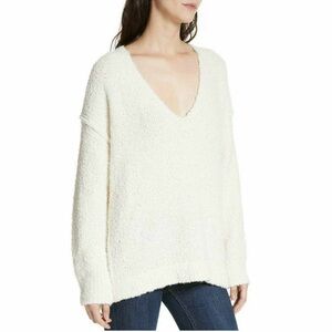 Free People Oversized V-Neck Alpaca Ivory Sweater
